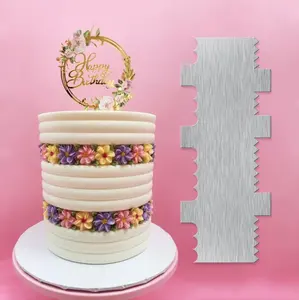 Lxsun — grattoir pour gâteau personnalisé en acier inoxydable, 2021 grattoir à gâteau en acier inoxydable, spatule à crème, lisse pour la fabrication de pâtisseries