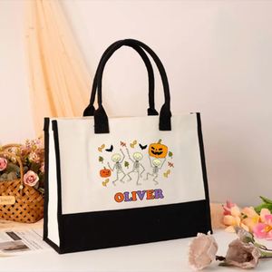 Custom <b>Large</b> Capacity Cotton <b>Canvas</b> Halloween Embroidery Winter Tote <b>Bag</b> Eco-friendly Summer Travel Holiday Print Beach Open - Product Image 5