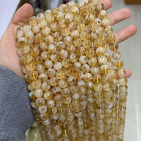 Perles rondes en citrine naturelle, perles de pierres précieuses polies pour la fabrication de bijoux, bracelets et colliers DIY, couleur : 10 11