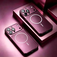 Coque de téléphone rouge bordeaux mat avec protection d'objectif intégrée pour iPhone 17 Pro, iPhone 18 Pro Max, 16, 15, 14, 13