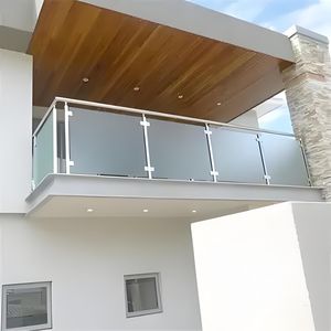 نظام درابزين حديث بدون إطار درابزين مصنوع يدويًا من الفولاذ المقاوم للصدأ درابزين زجاجي للشقة درج مصقول أسود مربع للشقق - Product Image 3