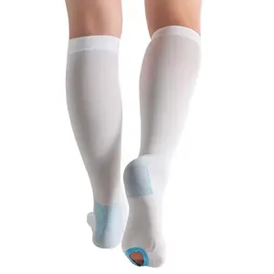 Calcetines antiembolismo personalizados punta abierta médico enfermera muslo medias de compresión alta calcetines de compresión médica