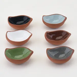 Cuencos pequeños de cerámica de terracota, Mini cuencos de inmersión de 3,1 pulgadas para Salsa de soja, Salsa, condimentos, platos de servidor