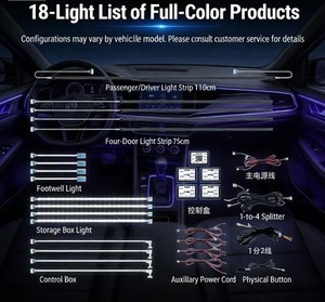 مصباح جو LED للسيارة بـ64 لونًا قابل للتعديل مع تحكم عبر التطبيق وصوت ذكي وساعة متعددة الوظائف - Product Image 4