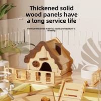Grande cage à hamster en bois et acrylique transparent avec plateforme pour maison chaude d'hiver pour hamster syrien nain