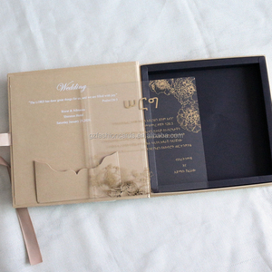 Boîtes d'invitation en carton rigide pour mariage avec cartes d'invitation d'anniversaire personnalisées en acrylique et cartes RSVP - Product Image 3