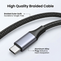 Cable USB Tipo C de 10 pies de Largo, Cable de Carga Rápida PD 240W 5A, Cable USB C Personalizado de Fábrica con Trenzado de Nailon, 1m 2m 3m, Cable USBC a USBC