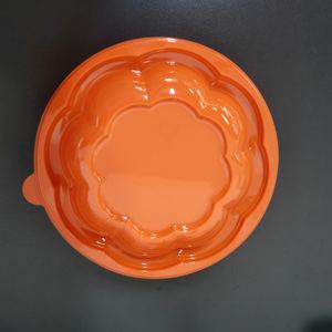 Mangkuk Salad Microwave plastik besar, mangkuk Salad sekali pakai, plastik bulat transparan/Oranye 64oz dengan tutup hewan peliharaan - Product Image 6