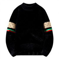 Pull personnalisé pour homme en laine/viscose anti-boulochage, style streetwear, col montant, épaissi, thermique pour l'hiver, design patchwork, tricoté