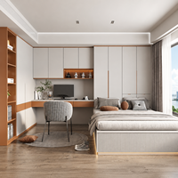 Meuble mural intégré sur mesure pour chambre à coucher : lit, armoire, bureau informatique, bibliothèque, meuble de rangement – Design moderne et minimaliste, réglable