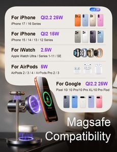 LISEN Nouveau Support de Charge Magnétique 3-en-1 25W Qi2.2 Station de Recharge Sans Fil Rapide pour iPhone 17 16 Pixel 10 Watch <span class=keywords><strong>AirPods</strong></span> Pro - Product Image 5