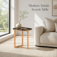 Table d'appoint ovale minimaliste en bois, plateau sculpté artistique, cadre géométrique simple, meuble d'appoint pour salon, chambre, hôtel