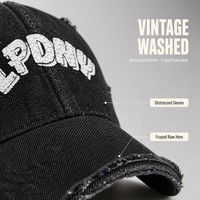 Casquette de baseball en jean délavé vintage, broderie 3D en relief, 6 panneaux, style Dad Hat, unisexe, visière incurvée, pour concerts, voyages, usage décontracté