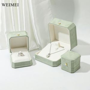 Octogone velours vert boîte à bijoux conception personnalisée anneau collier Bracelet pendentif stockage cadeau donnant Caja Joyas - Product Image 6