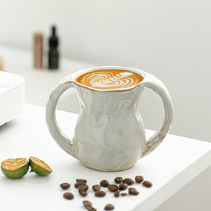 แก้วมัคเซรามิคสองหูจับดีไซน์สร้างสรรค์ แก้วกาแฟเซรามิคสไตล์เรโทร แก้วเซรามิคสำหรับลาเต้อาร์ต - Product Image 6