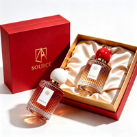Flacon de parfum de luxe personnalisé en verre ambré vide de 30 ml, 50 ml, 100 ml, forme rayée verticale, rond, avec couvercle