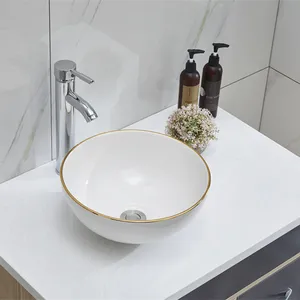 Lavabo de salle de bain moderne blanc Lavabo de comptoir Art en céramique Lavabo à la main