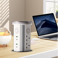 Enchufe Universal Inteligente con Wifi, Motorizado, Retráctil, con Puerto USB-C y Carga Inalámbrica, IP65, Negro, 16A, para Hogar y Oficina