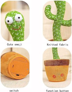 Cactus Danzante Giocattolo Elettronico di Peluche Morbido con Luci e Canto, Ripete Ciò che Dici, per Famiglie - Product Image 5