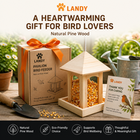 Mangeoire à oiseaux sauvages avec logo personnalisé, fenêtre transparente, distributeur automatique de graines en bois durable pour l'alimentation des oiseaux