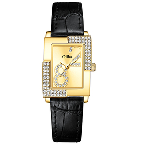 Olika personnalisable élégant <span class=keywords><strong>montre</strong></span> à Quartz Rectangle pour femmes étanche avec bracelet en cuir de 18mm matériau de boîtier en alliage à la mode - Product Image 2