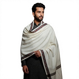 Men's Wool <b>Shawl</b> Solid Color Embroidered Edge Warming Breathable Skin-Friendly Winter Wear Daily Use Ethnic Scarf India Pakistan - Product Image 6