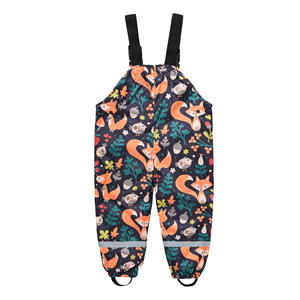 Niño niños niñas lluvia <span class=keywords><strong>de</strong></span> dinosaurio pantalones a prueba <span class=keywords><strong>de</strong></span> viento impermeable lodo mono ropa peto para exteriores Pantalones - Product Image 6