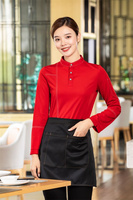 Kemeja kerja restoran Hotel, baju lengan panjang elastis, seragam kerja Bartender pelayan, Bar staf pelayan, dapur katering Hotel