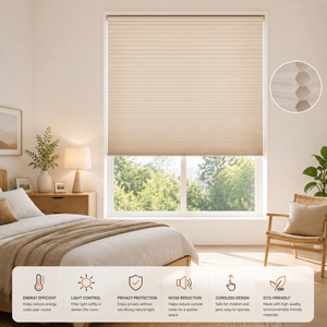 Stores cellulaires sans fil ZSTARR, stores accordéon, réduction du bruit, isolation thermique, tissu non tissé écoénergétique pour la maison - Product Image 1