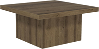 Table basse carrée en bois de 35,4 pouces, table centrale marron vintage avec grand plateau, meubles de salon pour petits espaces