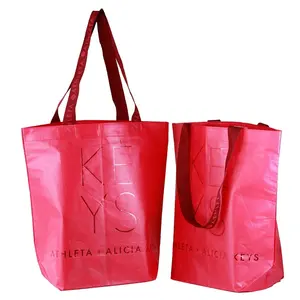 कस्टम मुद्रित पर्यावरण अनुकूल पुनर्नवीनीकरण बैग पीपी गैर बुने हुए कपड़े शॉपिंग कैरी बैग लोगो के साथ पुन: प्रयोज्य बुना किराना शॉपिंग बैग