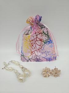 Sacchetti Regalo in Organza Stile <span class=keywords><strong>Coralline</strong></span> per Giocattoli, Caramelle, Cioccolato, Feste, Natale, Matrimoni, Colorati con Garza Dorata - Product Image 5