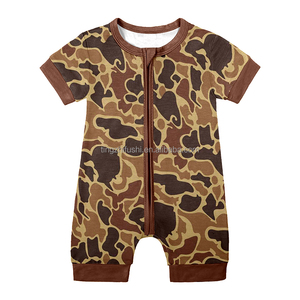 Offre Spéciale été Western impression conception personnalisée 95% bambou 5% Viscose une pièce dormeur bébé bambou Zippy Shorties pyjamas zippés - Product Image 5