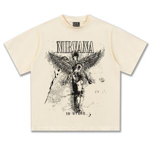 Collection printemps é<span class=keywords><strong>t</strong></span>é pour <span class=keywords><strong>Nirvana</strong></span> Broken Angel <span class=keywords><strong>Vintage</strong></span> <span class=keywords><strong>T</strong></span>-<span class=keywords><strong>Shirt</strong></span> lavé vieux imprimé à manches courtes coupe ample décontracté tendance lourde - Product Image 4