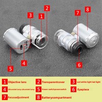 Loupe HD à fort grossissement 60X avec LED, pour évaluation de bijoux et détection de devises, mini-microscope portable, modèle HJ-60