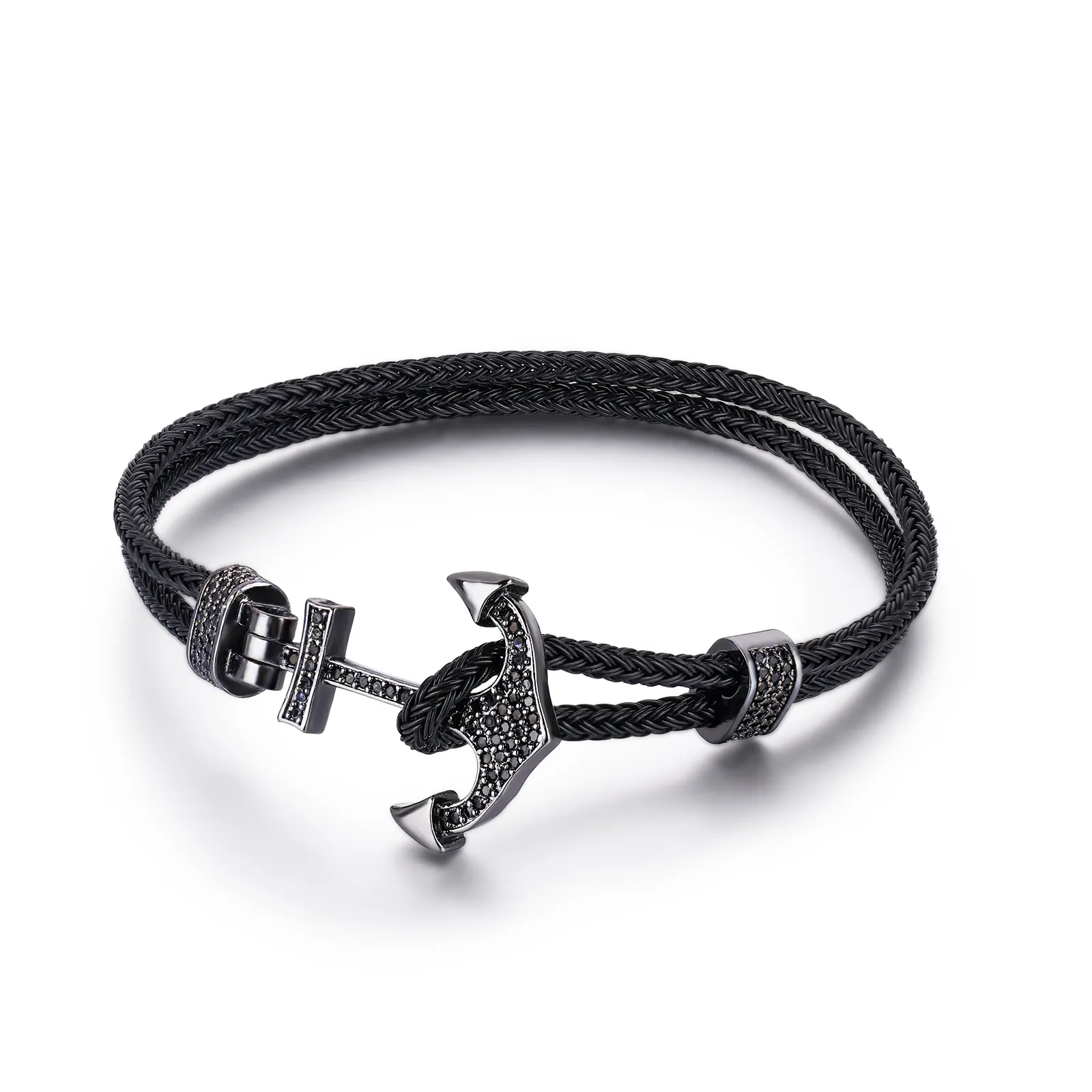 Fashion Adjustable Rhinestone Charm Bangle Bracelet Clasp With Metal Charm Wide Blanks Band Gents Leather Bangle Anchor Bracelet