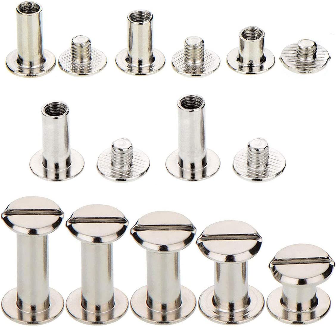 10pcs Rivetti a vite Rivetti in ottone Borchie a vite in oro a testa tonda con anello rotondo in pelle Leathercraft Accessorio fai da te