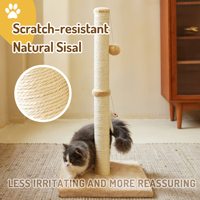 Grand griffoir à chat en bois Boule suspendue Arbre à chat durable pour une utilisation en intérieur en bois et corde de sisal inclus