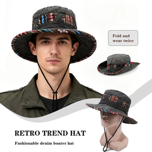 Sombrero <span class=keywords><strong>de</strong></span> Pescador Étnico Personalizado, <span class=keywords><strong>de</strong></span> Moda para Primavera y Verano, para Exteriores, Estilo Retro, con Borde Grande, Efecto Desgastado - Product Image 2