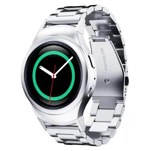 Dây Đeo Tay Công Sở Bằng Kim Loại Thép Không Gỉ Màu Trơn 22Mm Cho Đồng Hồ Thông Minh Cổ Điển Samsung Gear S3 Frontier 46Mm Màu Bạc