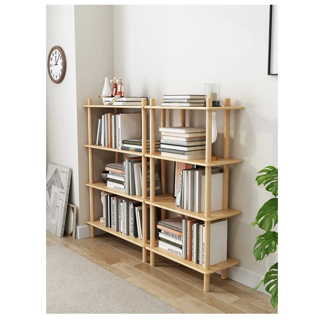 Desain baru rak buku kayu Soild untuk rumah atau kantor perpustakaan kayu tempat tidur dinding rak buku