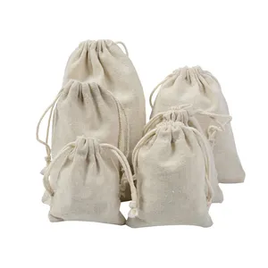 Sacchetto regalo riciclabile in tela di cotone di lino personalizzato con coulisse in borsa pieghevole per marsupio di moda accetta manico in corda personalizzato CMYK