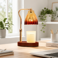 Lampe chauffe-bougie électrique décorative de chambre à coucher, élégante, tendance, en métal gaufré, avec minuterie, sans fumée, pour chauffage parfumé et intensité réglable