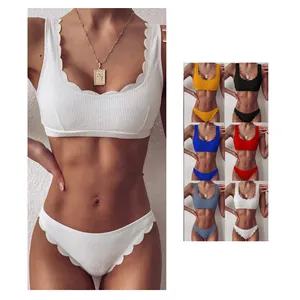 Y0846 beliebt neu sexy bikini solide farbe U schatten weibliche bademode süße mädchen strandbekleidung damen badeanzug zweiteiliger badeanzug