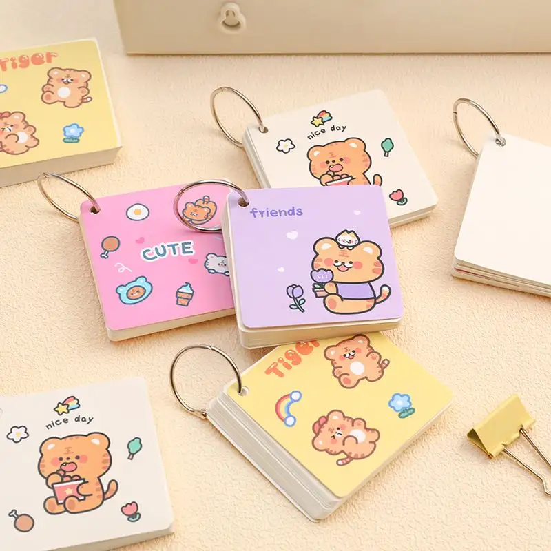 Cartoon Rainbow Tiger Iron Circle Cute Instagram Girl libro di parole staccabile note per studenti libri a fogli mobili portatili