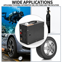 Compresseur d'air PCP portable haute pression 4500psi 300bar sans huile à arrêt automatique, moteur 300W 220V/110V pour plongée, paintball, chasse
