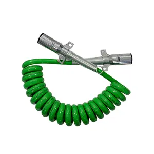 custom 7-core ABS/EBS green trailer screw connection cable, trailer/automobile spring power electrical core coil cable