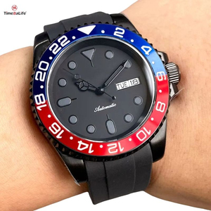 Custom-made 40mm case Myota movement, ceramic bezel, black PVD <b>automatic</b> men's watch, sapphire crystal glass, and steel strap. - Product Image 4