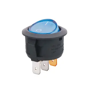 Round Rocker Switches Blue Color with LED Light Waterproof T125 for Sharing Device