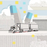 Ensemble de blocs de construction créatifs et écologiques pour enfants : Camion de dessin animé à assembler soi-même – Briques en plastique pour garçons – Jouet DIY – Idéal comme cadeau de bienvenue